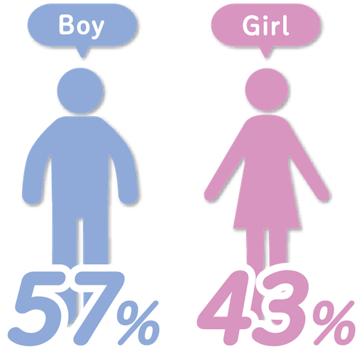 男性：57%｜女性：43%