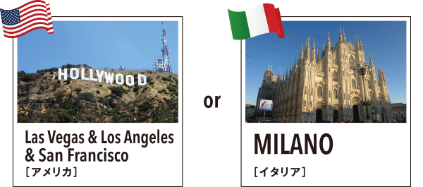 SAN FRANCISCO & LOS ANGELES（アメリカ）or MILANO（イタリア）